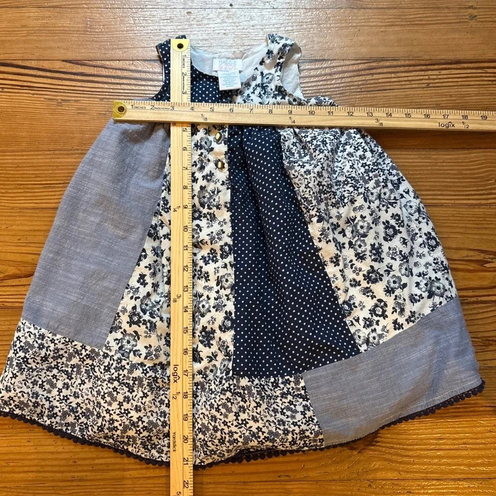 Maggie & Zoe Patchwork Dress‎ Kids Blue Excellent Floral Polka Dot SIZE 4T